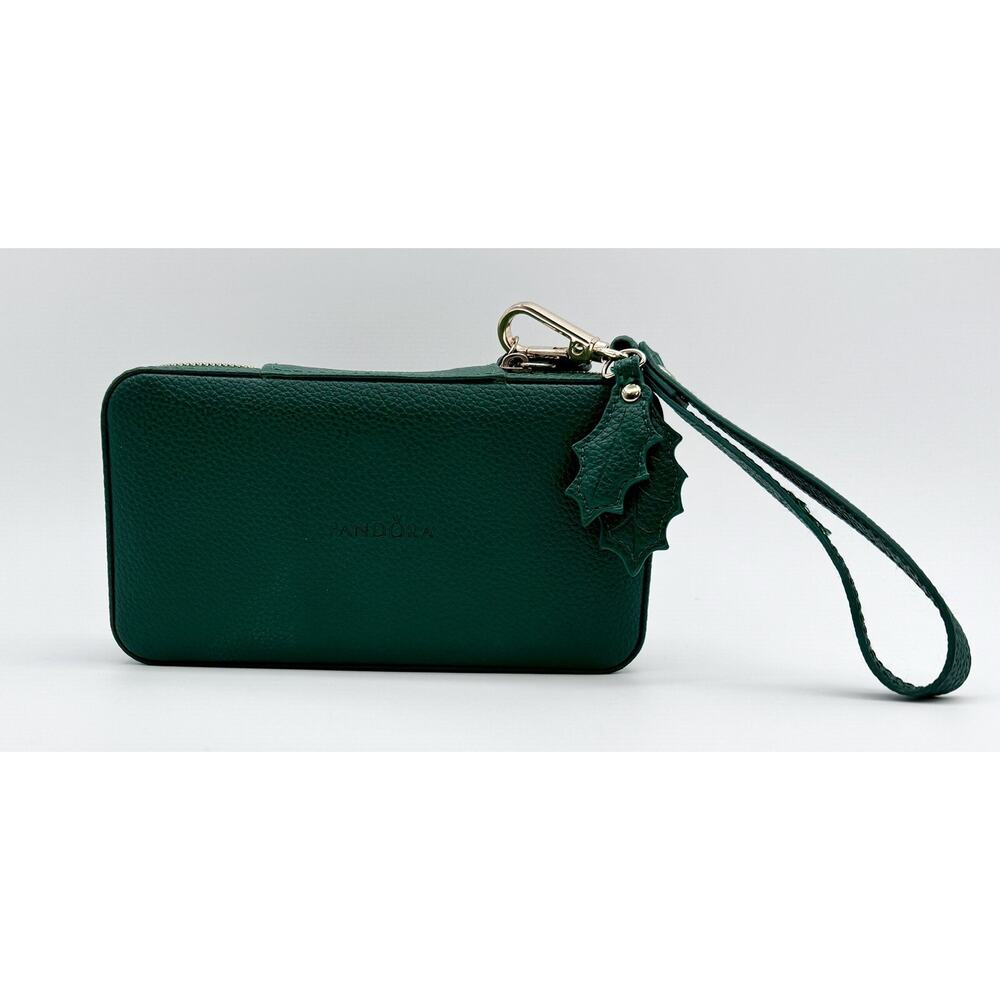 Pandora Wristlet Jewelry Travel Case Limited Edition Green Leather organizer